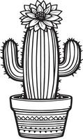 réaliste cactus fleur coloration page, crayon cactus dessin, crayon esquisser cactus dessin, cactus dessin noir et blanc, Facile cactus dessin noir et blanc mignonne cactus clipart noir et blanc vecteur
