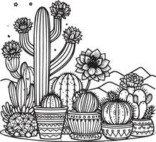 cactus coloration pages pour adulte cactus illustrations, cactus ligne dessins. cactus imprimable coloration pages, cactus coloration pages pour adultes, cactus et fleur coloration pages, cactus planète dessins vecteur