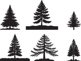 ensemble de pin arbre silhouette. pin arbre paysage, vecteur. sur isolé blanc Contexte vecteur