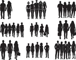 ensemble de Hommes et femmes silhouette vecteur, sur isolé blanc Contexte vecteur