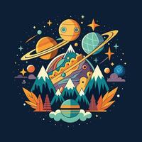 dessin animé vecteur illustration de planètes, étoiles, comètes et espace.