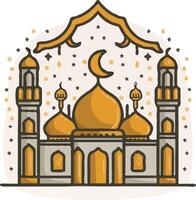 Ramadan kareem salutation carte avec mosquée vecteur illustration