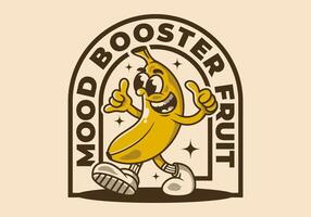 ambiance booster fruit. mascotte personnage illustration de en marchant banane vecteur