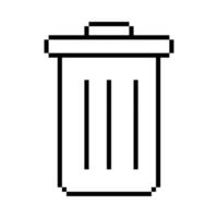 transparent poubelle pouvez ligne icône. recyclage, décharge, nettoyage, récipient, écologie, propreté, saleté, pixel style. multicolore icône sur blanc Contexte vecteur
