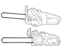 groupage ensemble de tronçonneuse isolé illustration, vecteur art, tronçonneuse vecteur, essence chaîne scie, moderne tronçonneuse, art concept, vecteur.