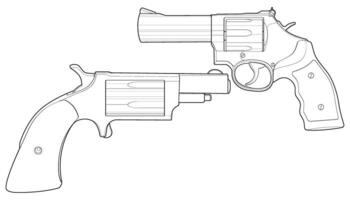 groupage ensemble de revolver avec ligne art style, tournage pistolet, arme illustration, vecteur doubler, pistolet illustration, moderne arme à feu, militaire concept, pistolet vecteur.