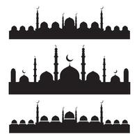 mosquée silhouette, vecteur mosquée illustration, ensemble de mosquée vecteur