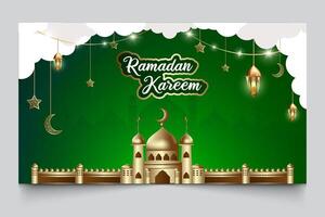 Ramadan ou islamique à thème bannières. Contexte Couleur est foncé vert vecteur