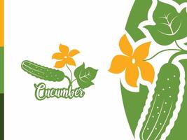 vert concombre vecteur logo illustration avec une Jaune fleur