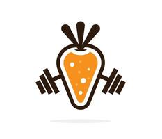 fort en bonne santé Gym logo avec carotte fruit jus et poids levage haltère vecteur