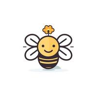 ai généré mignonne abeille avec fleur dans ses le bec. vecteur illustration.