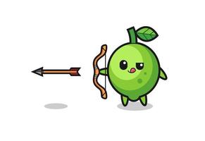 illustration du personnage de citron vert faisant du tir à l'arc vecteur