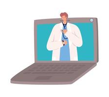 docteur virtuel de joli homme vecteur