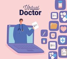 carte de médecin virtuel vecteur