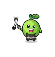 personnage de citron vert comme mascotte du salon de coiffure vecteur