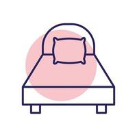 conception de vecteur d'icône de style de ligne de lit à la maison