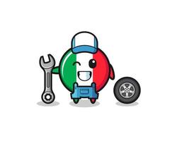 le personnage du drapeau italien en tant que mascotte mécanicien vecteur
