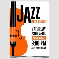 le jazz la musique concert invitation modèle avec violoncelle sur blanc Contexte. vecteur affiche, bannière ou prospectus adapté pour vivre la musique montrer, festival, instrumental performance ou divertissement événement.