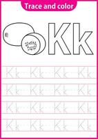 Anglais l'écriture feuille de travail pour kg l'écriture entraine toi activité pour les enfants. écriture exercice pour enfants. imprimable feuille de travail. vecteur