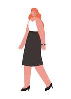 caricature de femme avec un dessin vectoriel de cheveux roux