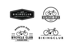 ensemble de à vélo logo conception ancien badges et Étiquettes vecteur