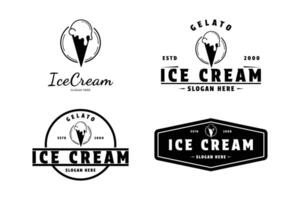 ensemble de nourriture la glace crème logo conception ancien rétro étiquette vecteur