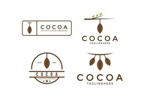 ensemble de cacao logo conception ancien rétro style vecteur