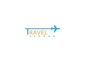 typographie Voyage avec avion logo conception. vecteur