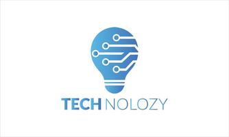 concept de conceptions de logo d'ampoule de technologie moderne, modèle de logo d'idée d'ampoule de technologie de pixel vecteur