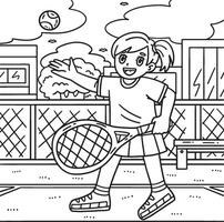 tennis femelle joueur lancer Balle dans air coloration vecteur