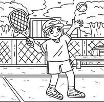 tennis joueur lancer tennis Balle coloration page vecteur