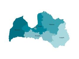 vecteur isolé illustration de simplifié administratif carte de Lettonie. les frontières et des noms de le Régions. coloré bleu kaki silhouettes