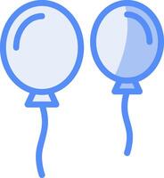 ballon ligne rempli bleu icône vecteur