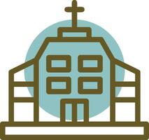 église linéaire cercle icône vecteur