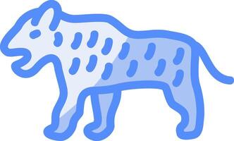 tigre ligne rempli bleu icône vecteur