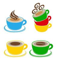 ensemble chaud café tasse icône. café moderne logo conception vecteur illustration