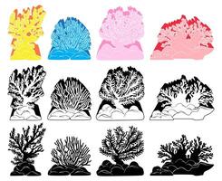 ensemble branché coraux icône décoration conception vecteur illustration