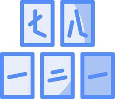 mahjong carrelage ligne rempli bleu icône vecteur