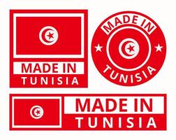 vecteur ensemble fabriqué dans Tunisie conception produit Étiquettes affaires Icônes illustration