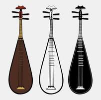 ensemble vecteur pipa chinois guitare traditionnel la musique instrument icône conception illustration