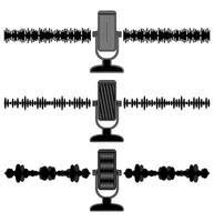 ensemble microphone du son vagues icône ancien conception vecteur illustration