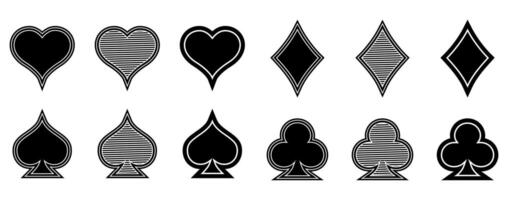 ensemble en jouant carte costume icône symbole poker vecteur