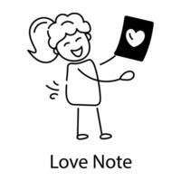 note d'amour à la mode vecteur