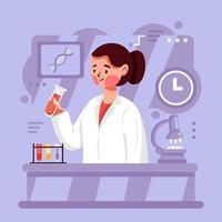 femme scientifique en laboratoire vecteur