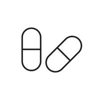 médicament capsule, pilule ligne con vecteur