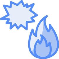 flamber éclater ligne rempli bleu icône vecteur