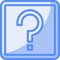 question marque ligne rempli bleu icône vecteur