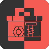 boîte à outils rouge inverse icône vecteur