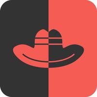 cow-boy chapeau rouge inverse icône vecteur