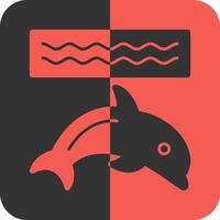 dauphin rouge inverse icône vecteur